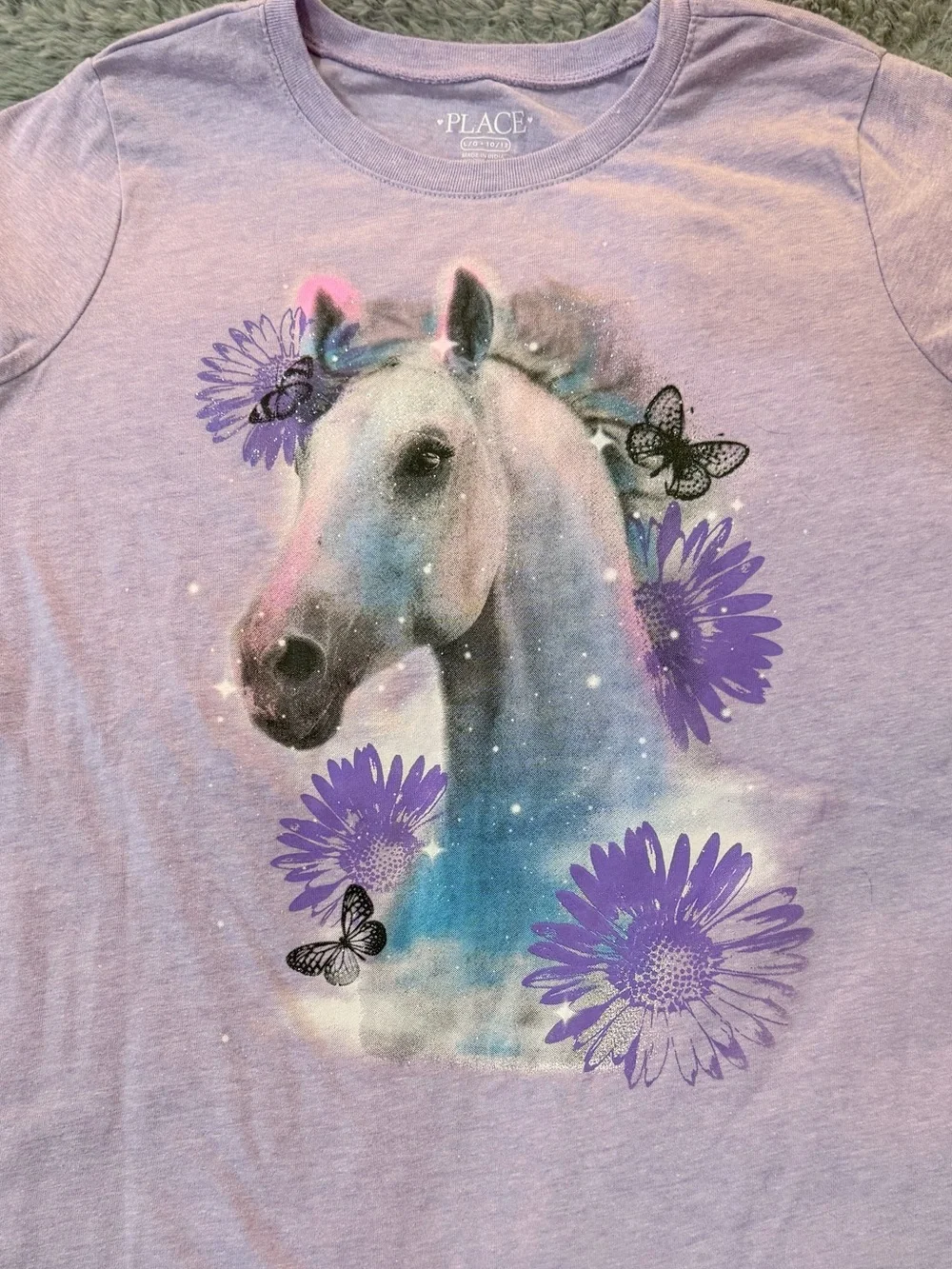 SO Girls' Mid Rise Shorts with Bonus Lavender Horse Graphic T-shirt